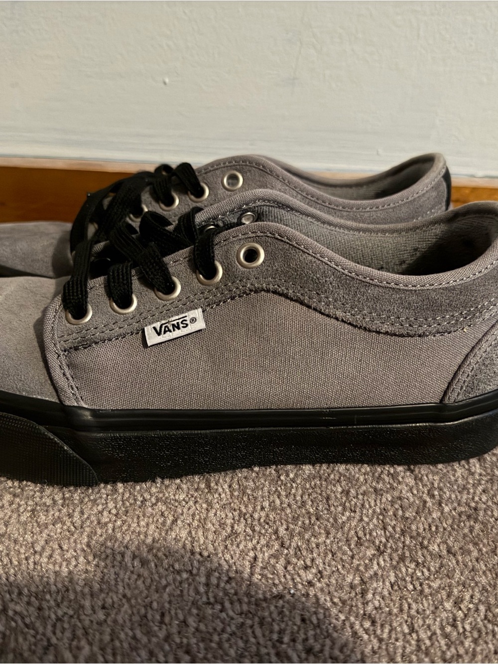 Vans Gray Suede Low-Top Sneakers with Black Sole